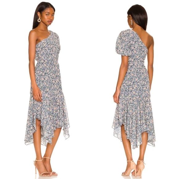 ASTR the Label • Santorini Dress in Blue & Peach Multi Floral - Picture 2 of 12